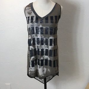 Salvage print patch hoodie dress
